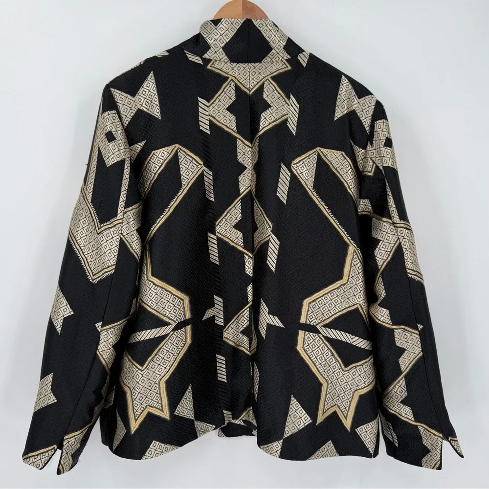 Chico's Egyptian Sophisticate Persias Black Gold Jacket NWT Women Size 3 /‎ XL - Picture 2 of 6